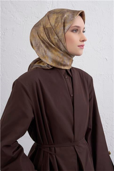 Armine Soyut Desenli Saf İpek Twill Eşarp 9433D 35