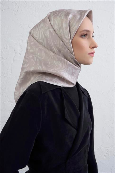 Armine Soyut Desenli Saf İpek Twill Eşarp 9431D 85