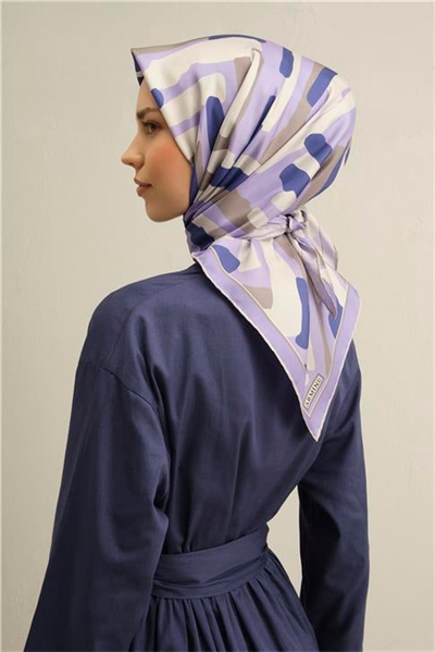 Armine Soyut Desenli Saf İpek Twill Eşarp 9303 87
