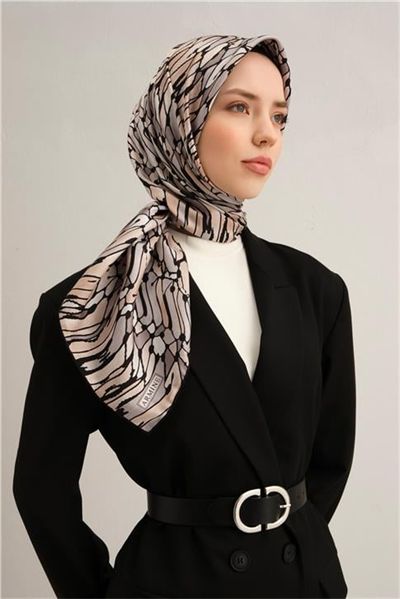 Armine Soyut Desenli Saf İpek Twill Eşarp 9335D 86