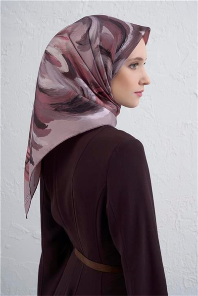 Armine Soyut Desenli Saf İpek Twill Eşarp 9423D 87