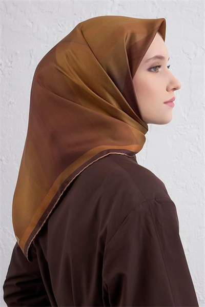 Armine Soyut Desenli Saf İpek Twill Eşarp 9436D 33