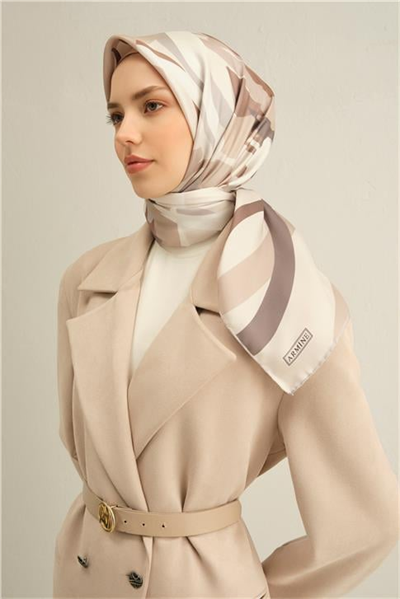 Armine Soyut Desenli Saf İpek Twill Eşarp 9328D 86