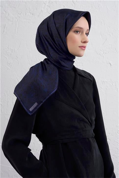 Armine Soyut Desenli Saf İpek Twill Eşarp 9431D 84