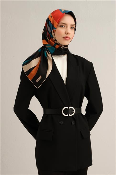 Armine Soyut Desenli Saf İpek Twill Eşarp 9328D 52