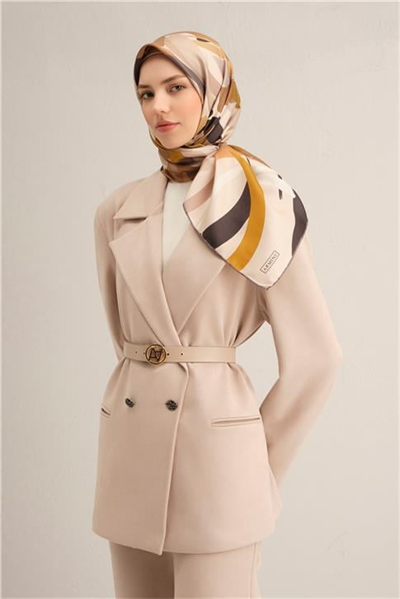 Armine Soyut Desenli Saf İpek Twill Eşarp 9328D 34