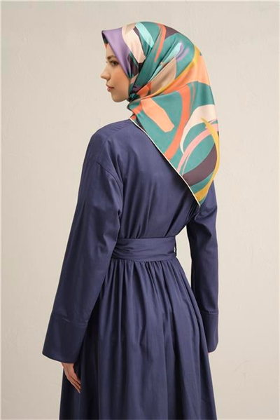 Armine Soyut Desenli Saf İpek Twill Eşarp 9328D 37