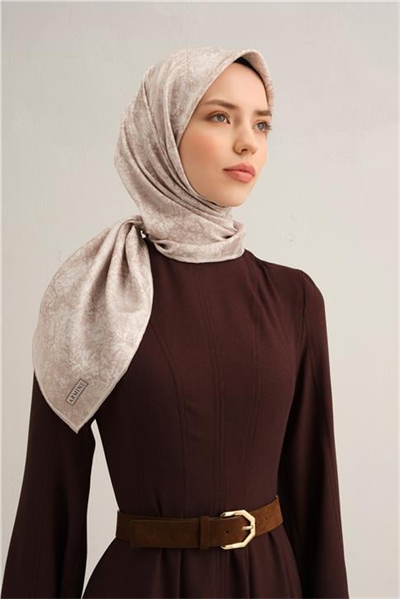 Armine Soyut Desenli Saf İpek Twill Eşarp 9311D 82