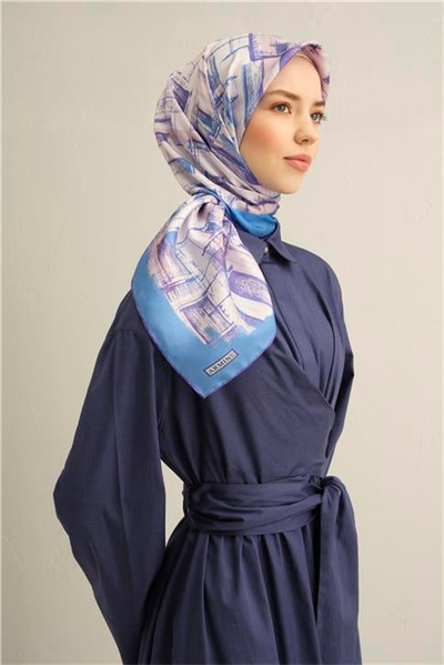 Armine Soyut Desenli Saf İpek Twill Eşarp 9350D 51
