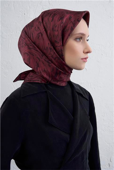 Armine Soyut Desenli Saf İpek Twill Eşarp 9431D 01