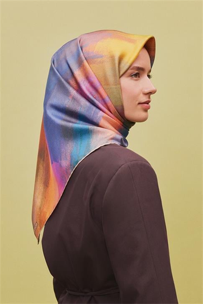 Armine Soyut Desenli Saf İpek Twill Eşarp 9308D 09