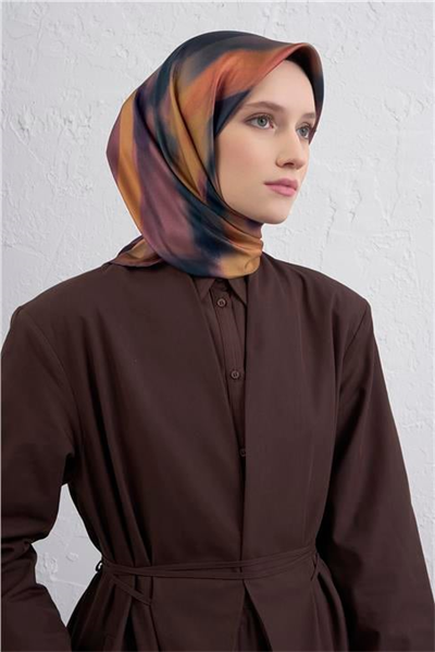 Armine Soyut Desenli Saf İpek Twill Eşarp 9436D 82