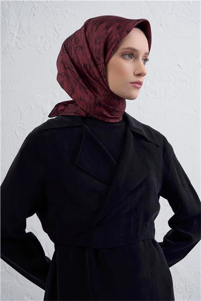 Armine Soyut Desenli Saf İpek Twill Eşarp 9431D 01