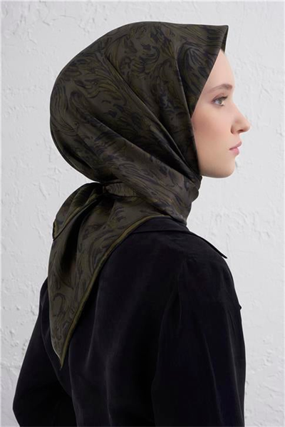 Armine Soyut Desenli Saf İpek Twill Eşarp 9431D 04
