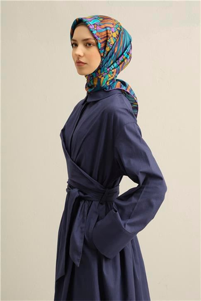Armine Soyut Desenli Saf İpek Twill Eşarp 9335D 85