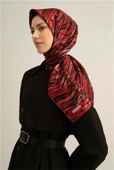 Armine Soyut Desenli Saf İpek Twill Eşarp 9335D 53