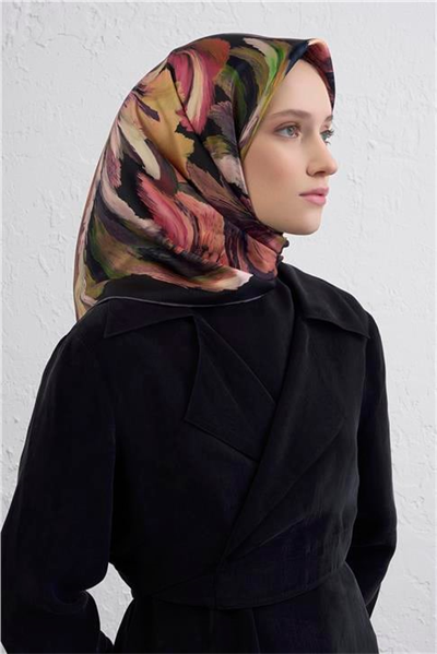 Armine Soyut Desenli Saf İpek Twill Eşarp 9423D 36