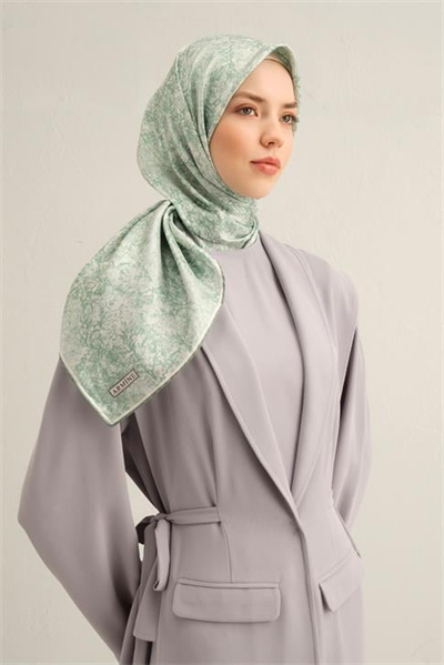 Armine Soyut Desenli Saf İpek Twill Eşarp 9311D 87