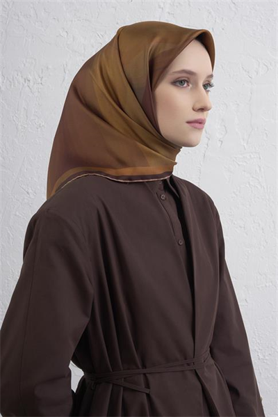 Armine Soyut Desenli Saf İpek Twill Eşarp 9311D 09