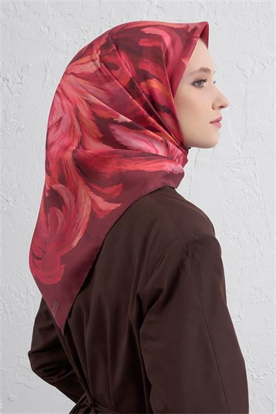 Armine Soyut Desenli Saf İpek Twill Eşarp 9423D 07