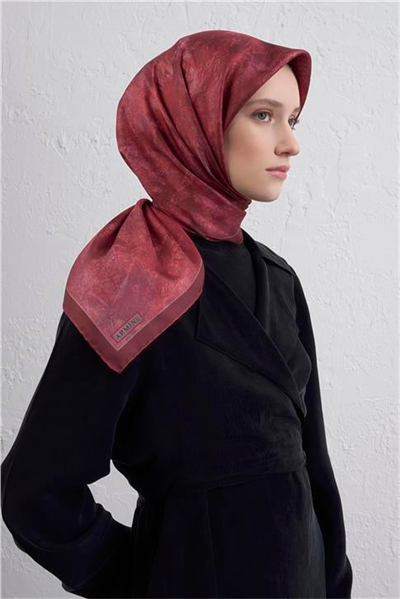 Armine Soyut Desenli Saf İpek Twill Eşarp 9433D 05