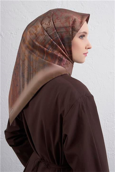 Armine Soyut Desenli Saf İpek Twill Eşarp 9420D 86
