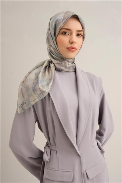 Armine Soyut Desenli Saf İpek Twill Eşarp 9339D 57
