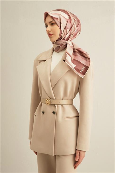 Armine Soyut Desenli Saf İpek Twill Eşarp 9306D 33
