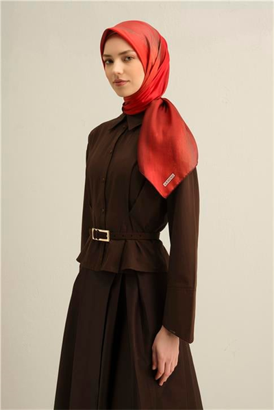 Armine Soyut Desenli Saf İpek Twill Eşarp 9308D 34