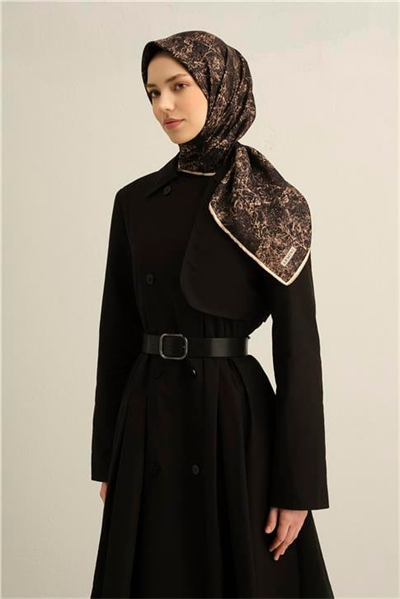Armine Soyut Desenli Saf İpek Twill Eşarp 9311D 04