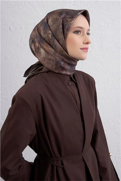 Armine Soyut Desenli Saf İpek Twill Eşarp 9433D 52