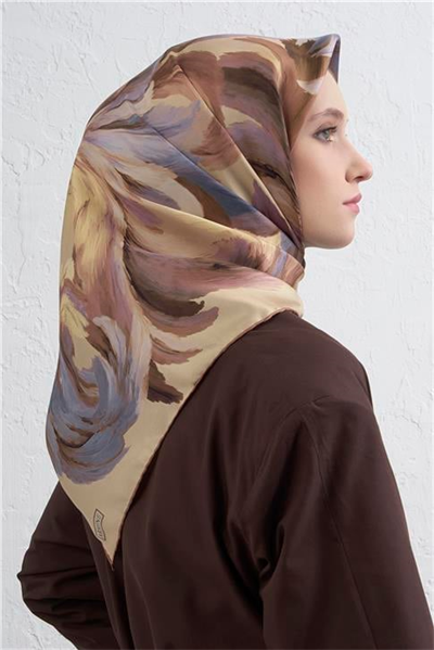 Armine Soyut Desenli Saf İpek Twill Eşarp 9423D 57