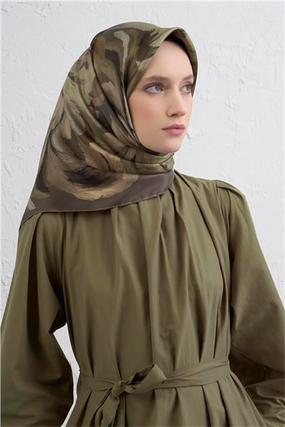 Armine Soyut Desenli Saf İpek Twill Eşarp 9423D 86