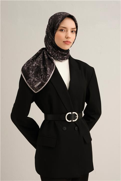 Armine Soyut Desenli Saf İpek Twill Eşarp 9311D 09