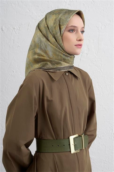 Armine Soyut Desenli Saf İpek Twill Eşarp 9433D 36