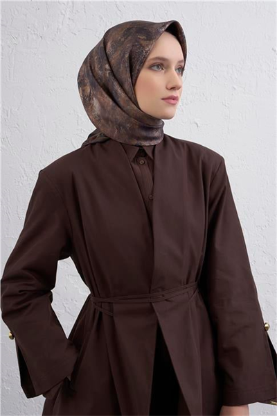 Armine Soyut Desenli Saf İpek Twill Eşarp 9433D 52