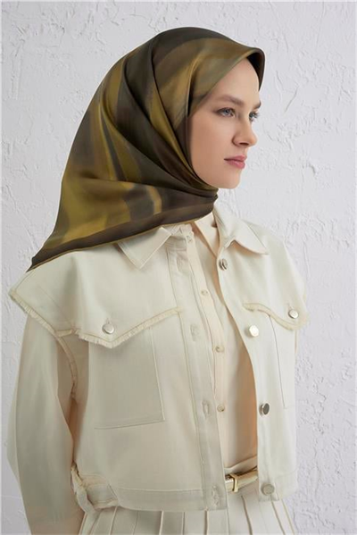 Armine Soyut Desenli Saf İpek Twill Eşarp 9436D 10