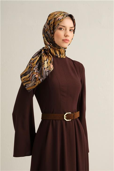 Armine Soyut Desenli Saf İpek Twill Eşarp 9335D 50