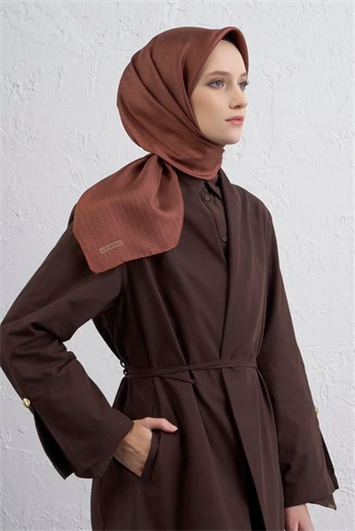 Armine Soyut Desenli Saf İpek Twill Eşarp 9415D 09