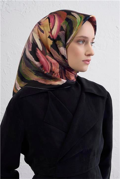 Armine Soyut Desenli Saf İpek Twill Eşarp 9423D 36
