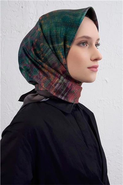 Armine Soyut Desenli Saf İpek Twill Eşarp 9420D 87