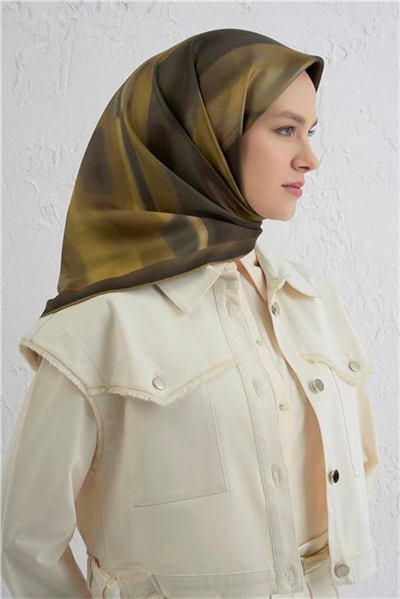 Armine Soyut Desenli Saf İpek Twill Eşarp 9436D 10