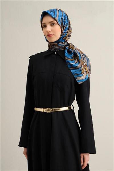 Armine Soyut Desenli Saf İpek Twill Eşarp 9335D 01