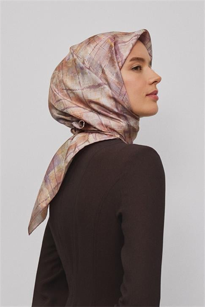 Armine Soyut Desenli Saf İpek Twill Eşarp 9339D 58