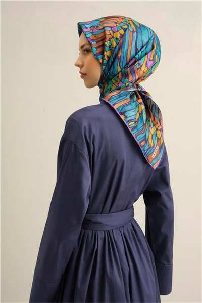 Armine Soyut Desenli Saf İpek Twill Eşarp 9335D 85