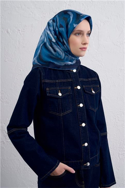 Armine Soyut Desenli Saf İpek Twill Eşarp 9423D 54