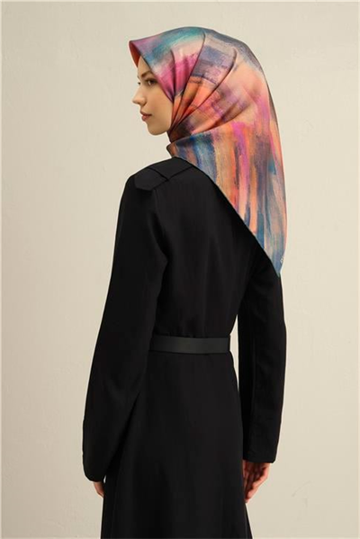 Armine Soyut Desenli Saf İpek Twill Eşarp 9308D 01
