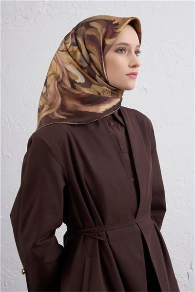 Armine Soyut Desenli Saf İpek Twill Eşarp 9423D 32