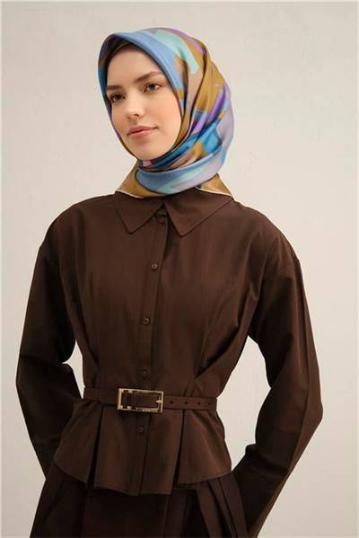 Armine Soyut Desenli Saf İpek Twill Eşarp 9328D 31