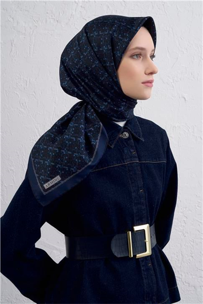 Armine Soyut Desenli Saf İpek Twill Eşarp 9405D 87